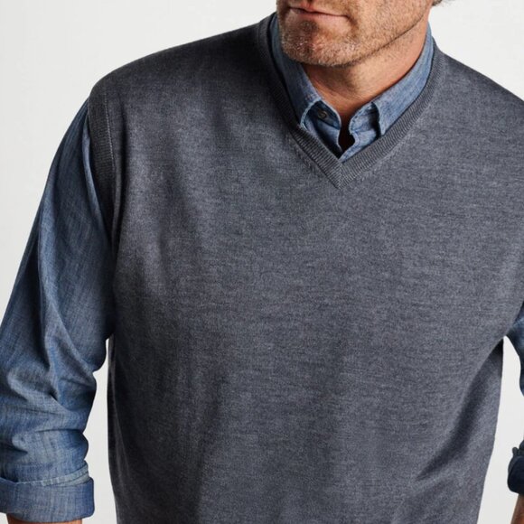 Peter Millar Charcoal Gray Autumn Crest V-Neck Sweater Vest ME0S00 NWOT M - Picture 3 of 4